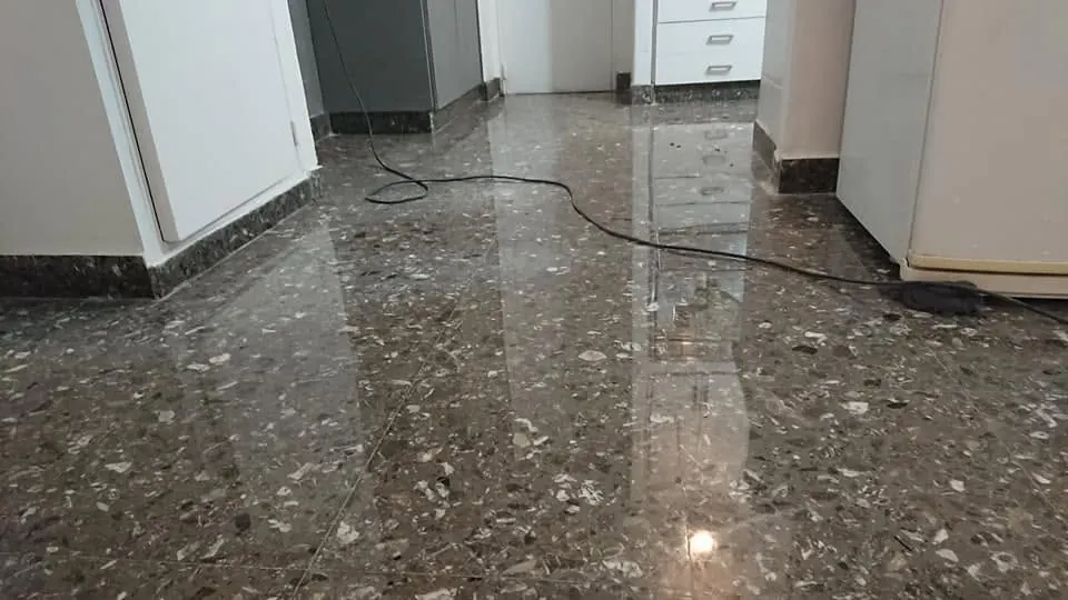 Terrazo gris pulido